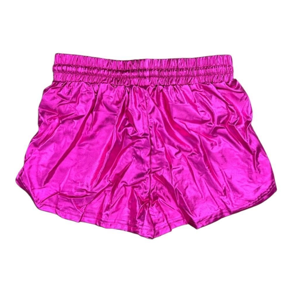 NWT Mirawise Metallic Pink Dolphin Shorts Small Festival Rave Shiny Hot Shorts - Picture 2 of 6